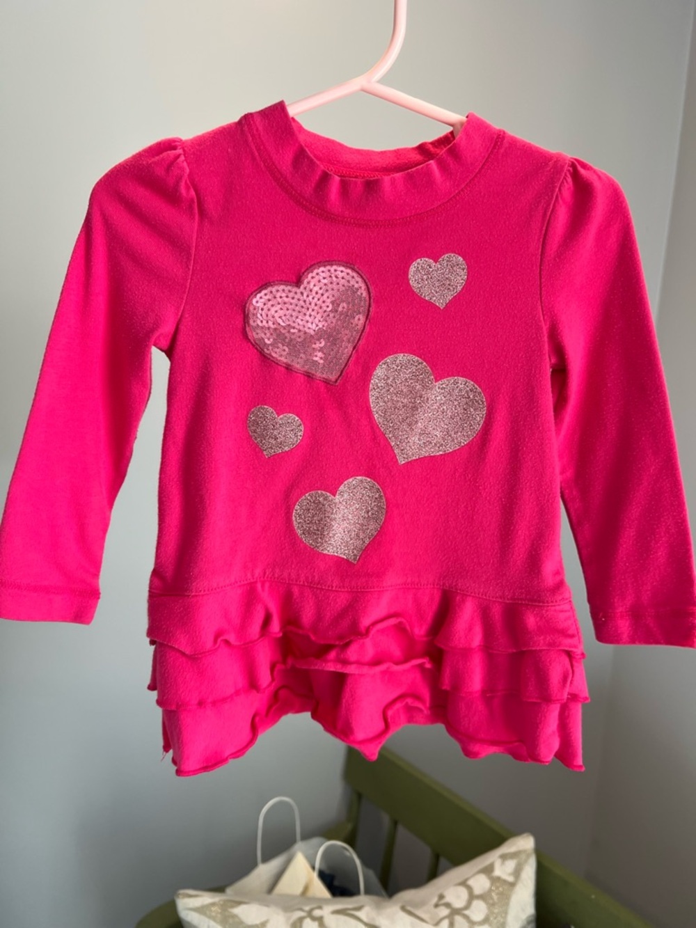 Circo Toddler Long Sleeved Mock Neck Ruffle Tiered Tunic Top Size 18M GUC